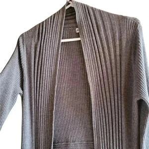 Parkhurst Open Waterfall Draped Front Casual Grey cardigan sweater  S